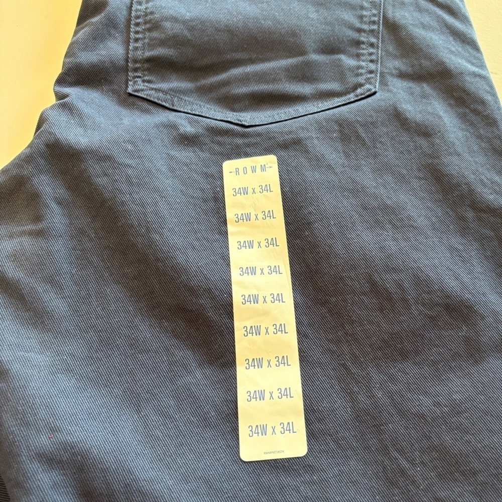 ROWM Denim Twill Flat Front Casual Chino Navy 5 Pocket Pants 34 - Picture 4 of 8